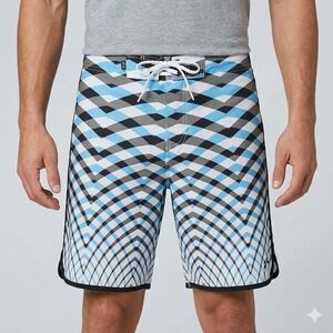Rusty Mens Board Shorts Geometric Recycled Materials Size 32